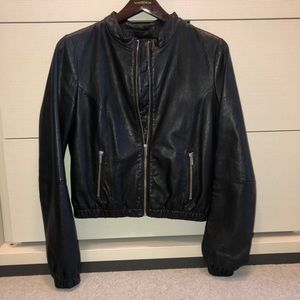 😍 Classic BCBG Leather Moto Jacket